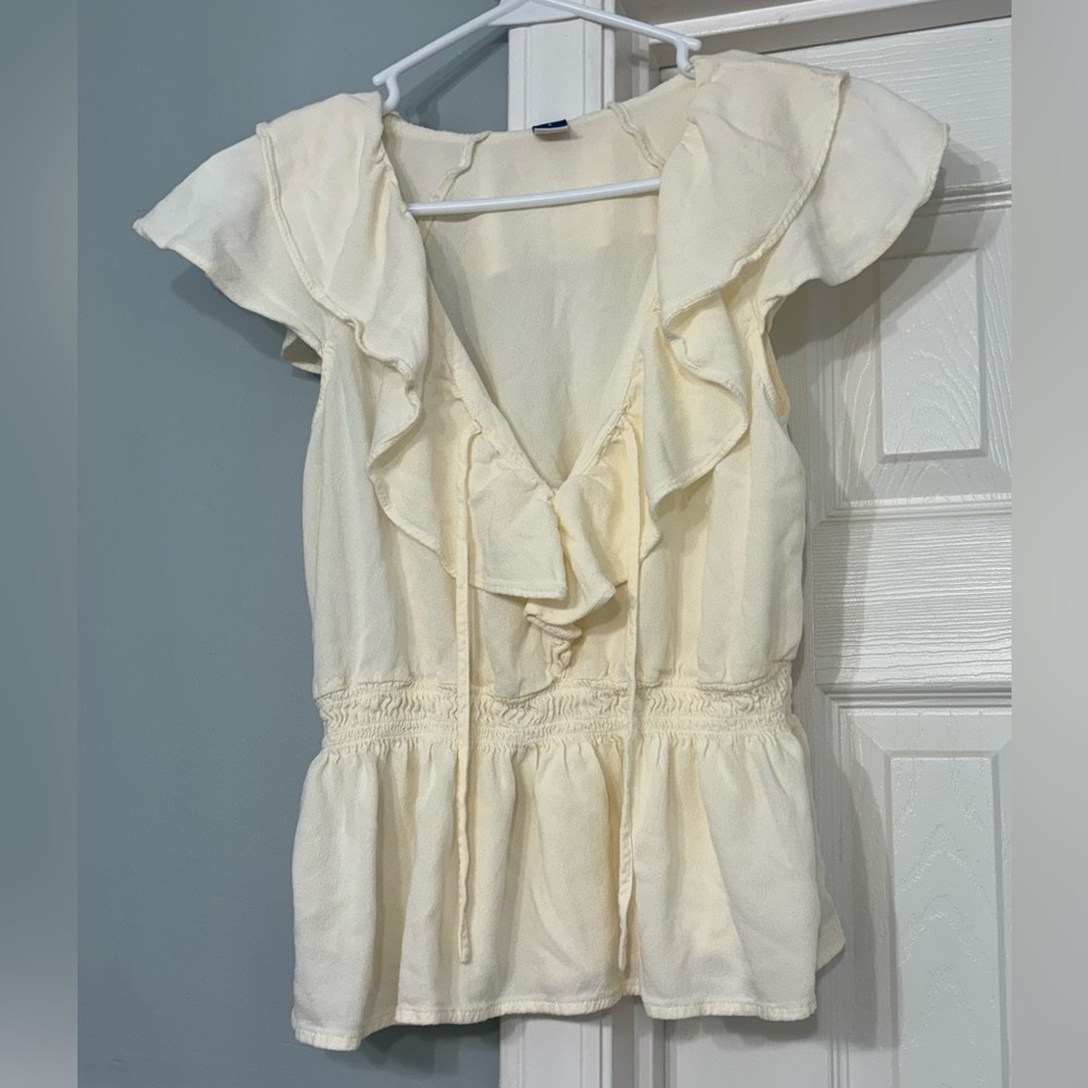 Old Navy Cream Ruffled Women's Top